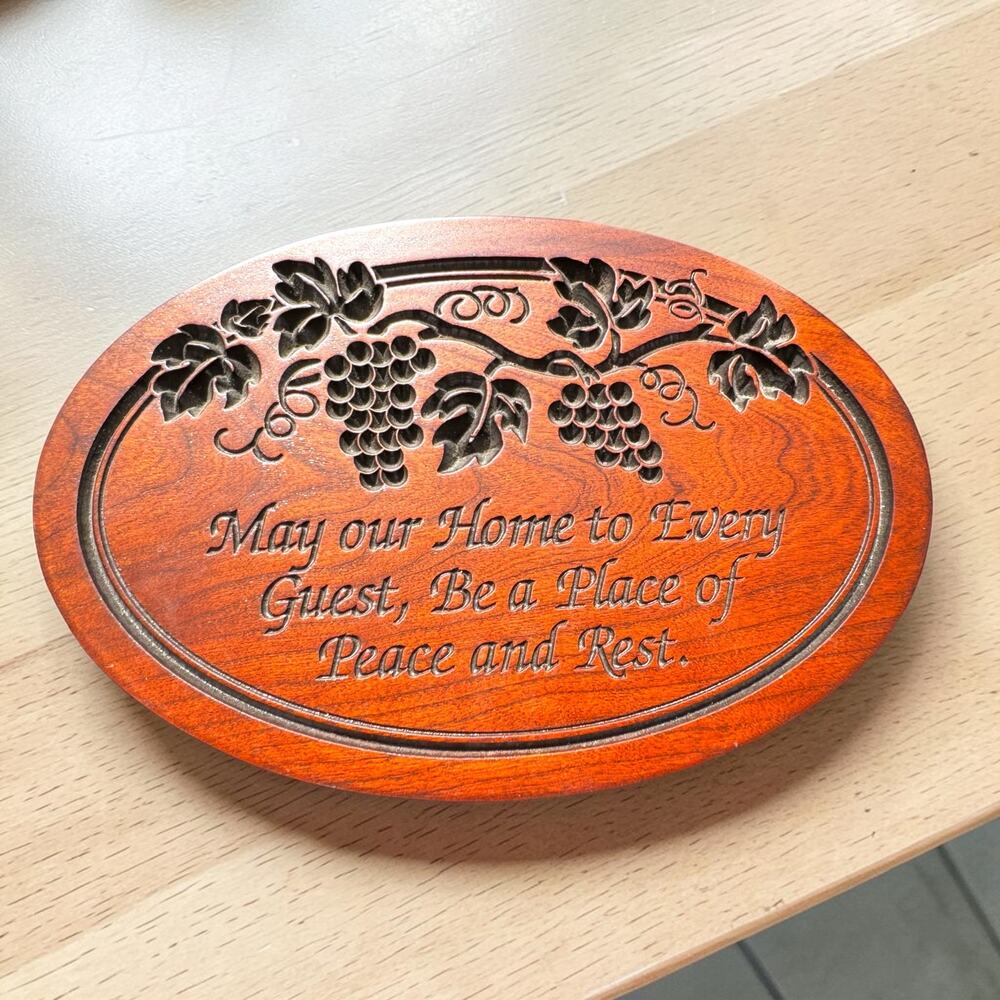 P. Graham Dunn Amish Cherry Wood Oval Plaque May Our Home to Every Guest